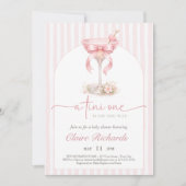 Pink Tini One Is On The Way Baby Shower Arched  招待状 (正面)
