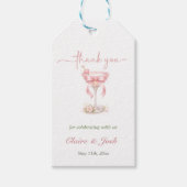 Pink Tini One Theme For Her Baby Shower Thank You ギフトタグ (正面)