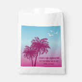Pink To Blue Sky And Palm Trees Birthday Thank You フェイバーバッグ (正面)