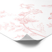 Pink toile de jouy bridal shower welcome sign ポスター (角)