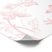 Pink Toile De Jouy Floral Baby Shower Welcome Sign ポスター (角)