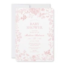 Pink Toile De Jouy French Floral Baby Shower