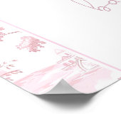 Pink Toile De Jouy Paris Baby Shower Welcome ポスター (角)