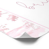 Pink Toile De Jouy Paris Bridal Shower Welcome ポスター (角)