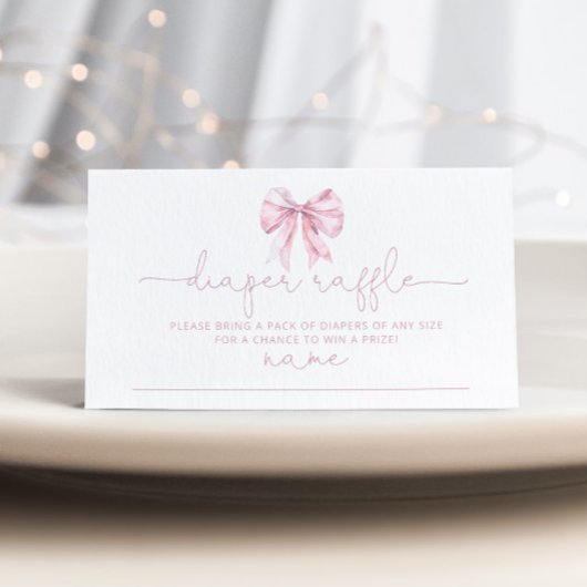 Pink Toile French bow Diaper raffle ticket エンクロージャーカード