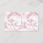 Pink Toile French bow Diaper raffle ticket エンクロージャーカード (裏面)