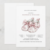 Pink Toile Girl Baby Shower 招待状 (正面/裏面)