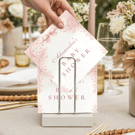 Pink Toile Lamb Vintage Baby Shower スタンダードカクテルナプキン