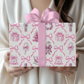 Pink Toile Nutcracker Wrapping Paper Christmas ラッピングペーパー