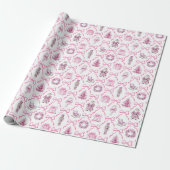 Pink Toile Nutcracker Wrapping Paper Christmas ラッピングペーパー (アンロールド)