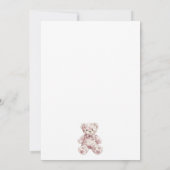 Pink Toile Teddy Bear Girl Baby Shower 招待状 (裏面)