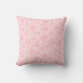 Pink Toile Throw Pillow クッション
