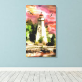 Pink TonesのライトハウスシーンCanvas Print キャンバスプリント (インサイチュ (ウッドフロア))