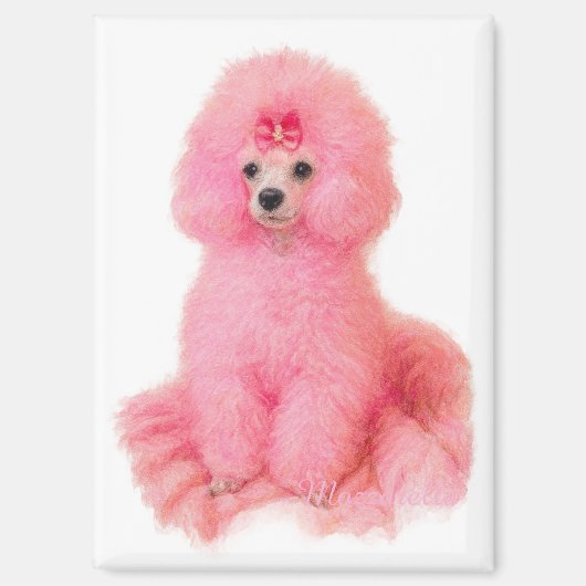 pink toy poodle magnet, pink poodle, refrigerator マグネット (正面)