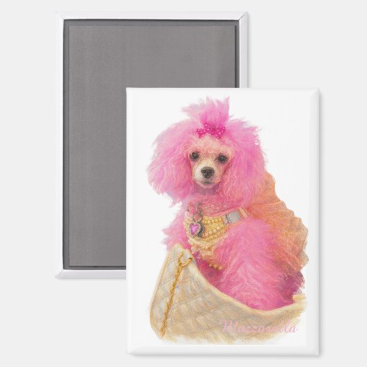 pink toy poodle magnet, pink poodle, refrigerator マグネット (正面/裏面)