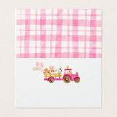 Pink tractor farm animals girl birthday place card (外部フラット)