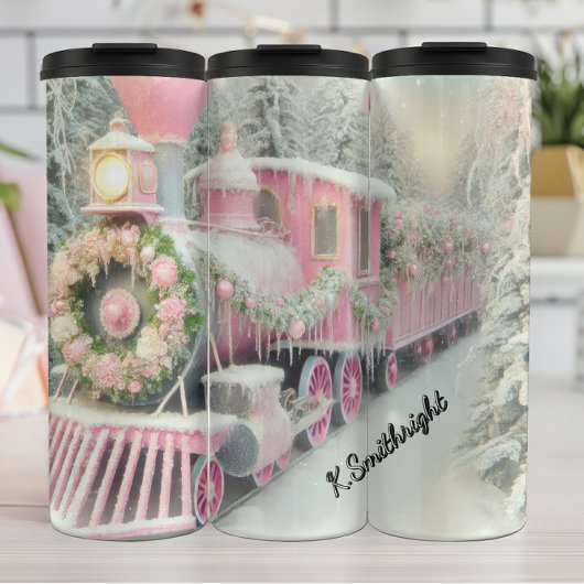 Pink Train Floral Winter Wonderland タンブラー