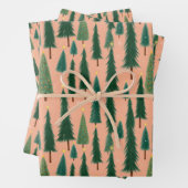 Pink Tree Gift Wrap, Modern Holiday Wrapping Paper ラッピングペーパーシート (インサイチュ)