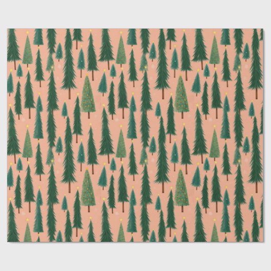Pink Tree Gift Wrap, Modern Holiday Wrapping Paper ラッピングペーパー (フラット)