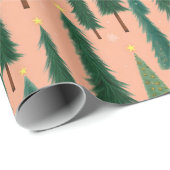 Pink Tree Gift Wrap, Modern Holiday Wrapping Paper ラッピングペーパー (ロールコーナー)