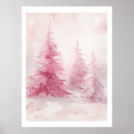 Pink Tree Wall Art – Elegant Floral Home D ポスター