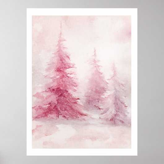 Pink Tree Wall Art – Elegant Floral Home D ポスター (正面)
