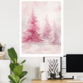 Pink Tree Wall Art – Elegant Floral Home D ポスター (ホームオフィス)