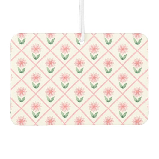 Pink trellis grandmillenial classic pretty preppy カーエアーフレッシュナー (正面)