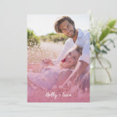 Pink Trendy Transparency Effect Photo Couple セーブザデート (スタンド正面)