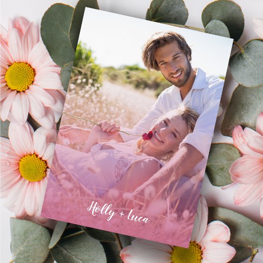 Pink Trendy Transparency Effect Photo Couple 招待状