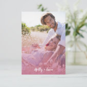 Pink Trendy Transparency Effect Photo Couple 招待状 (スタンド正面)