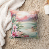 Pink Tropical Beach クッション (ブランケット)