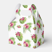 Pink Tropical Floral Luau Birthday フェイバーボックス (裏面サイド)