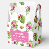 Pink Tropical Floral Luau Birthday フェイバーボックス (オープン)