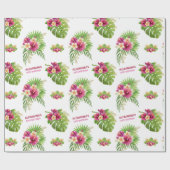 Pink Tropical Floral Luau Party Gifts Birthday ラッピングペーパー (フラット)