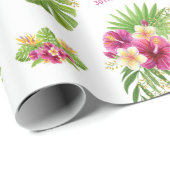 Pink Tropical Floral Luau Party Gifts Birthday ラッピングペーパー (ロールコーナー)
