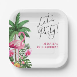Pink Tropical Hawaiian 25th Birthday Invitation   ペーパープレート