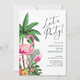 Pink Tropical Hawaiian 25th Birthday Invitation   招待状