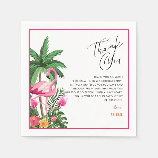 Pink Tropical Hawaiian Adult 25th Birthday Napkins スタンダードカクテルナプキン (正面)