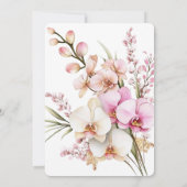 Pink Tropical Orchid Flowers Birthday 招待状 (裏面)