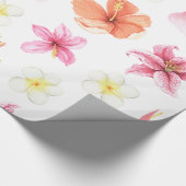 Pink Tropical Watercolor Floral Pattern ラッピングペーパー (角)