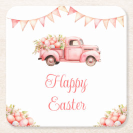 Pink Truck Easter Egg Hunt スクエアペーパーコースター