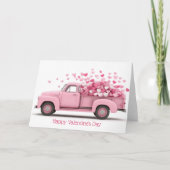 Pink Truck with Hearts Valentine`s Day Card  カード (正面)