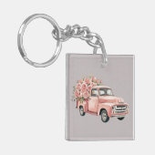 Pink Truck with Roses キーホルダー (正面左)