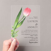 Pink Tulip Acrylic Wedding Invitation アクリル招待状 (インサイチュ (ポータブル))