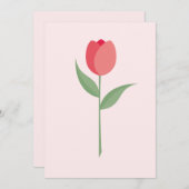 Pink Tulip Bridesmaid Thank You Card 招待状 (正面/裏面)