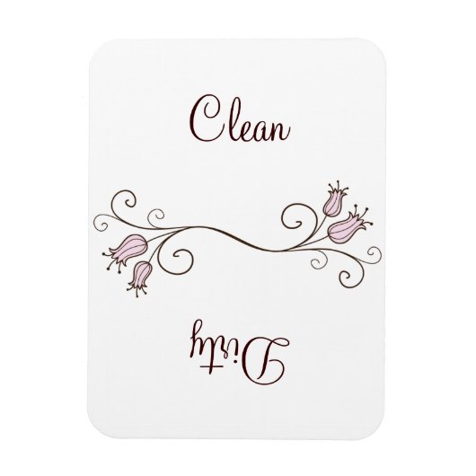 Pink Tulip Dishwasher Clean - Dirty Magnets マグネット (縦)