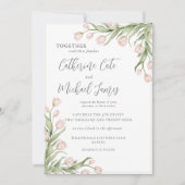 Pink Tulip Floral Elegant Budget Wedding 招待状 (正面)