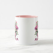 Pink Tulip Floral Mug Cute Gift マグカップ (中央)