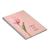Pink Tulip Flower Ladybug ノートブック (右側)